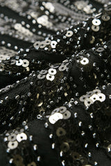 Schwarz Mermaid 1920er Pailletten Flapper Kleid