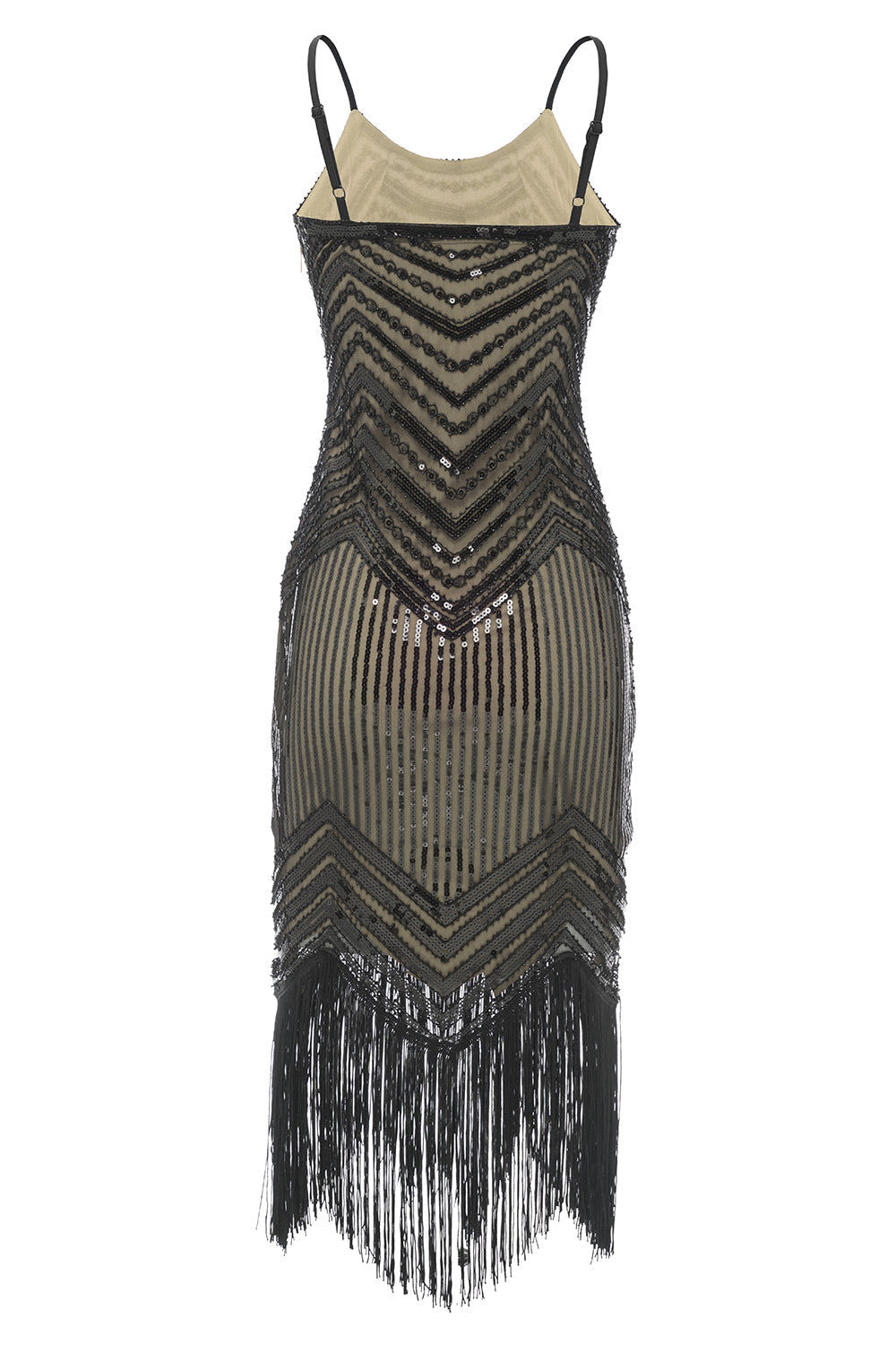 Schwarzes rotes Spaghettiträger Kleid der 1920er Jahre