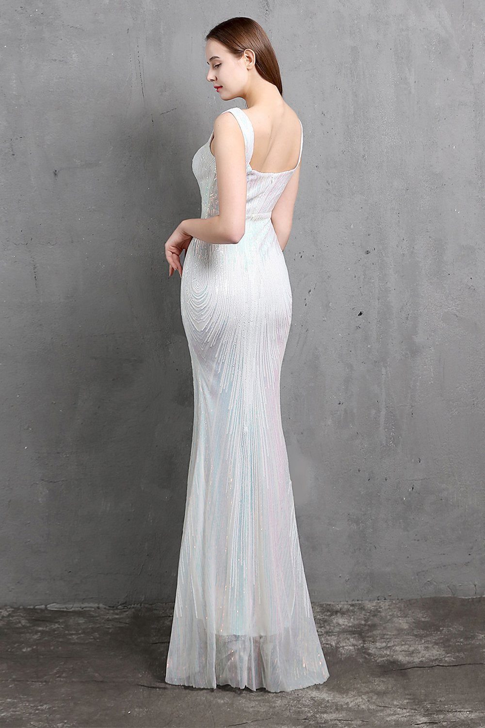 Gold Meerjungfrau Pailletten V Hals Ballkleid
