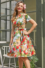 Vintage Druck 1950er Jahre Swing Kleid