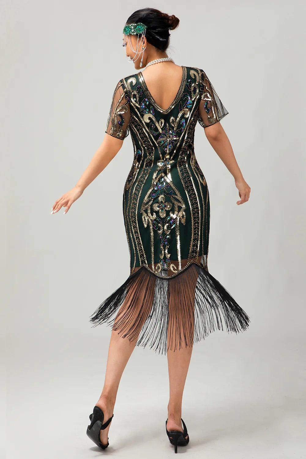 Flapper Burgunder Bodycon Paillettenkleid mit Fransen aus den 1920er Jahren
