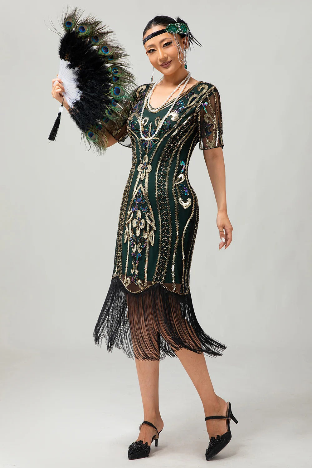 Flapper Burgunder Bodycon Paillettenkleid mit Fransen aus den 1920er Jahren