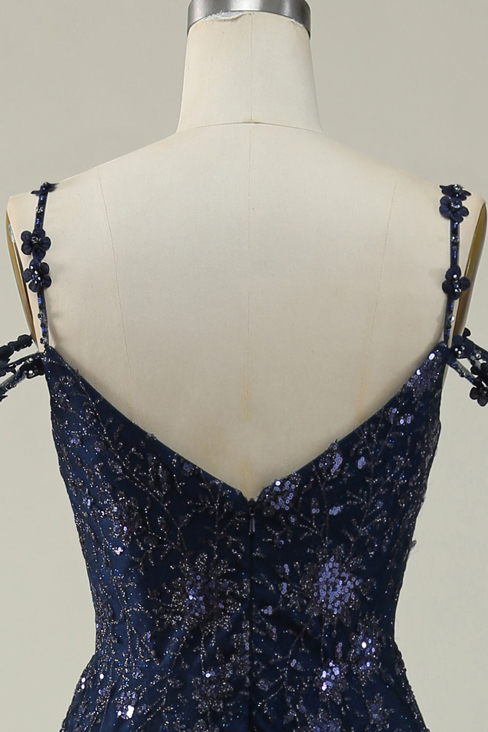 Marineblaues A-Linie Langes Ballkleid mit kalter Schulter